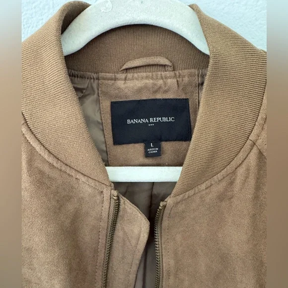 Banana Republic Vegan Suede Bomber Jacket. Size Large. EUC. BROWN - Picture 2 of 7
